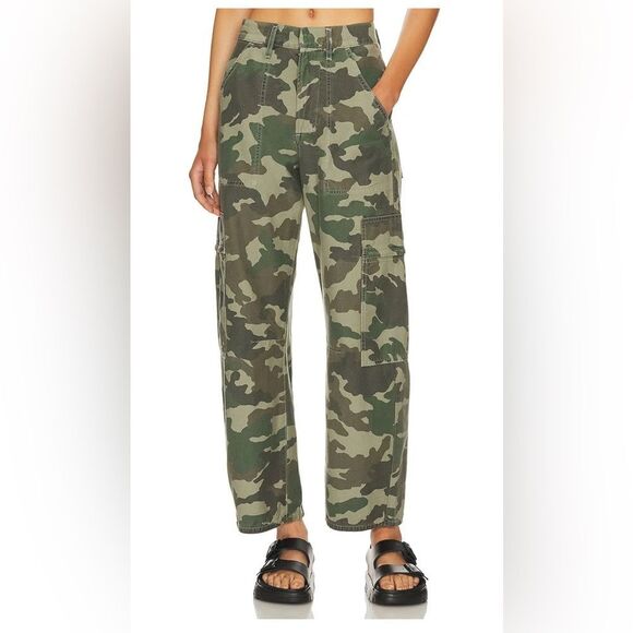 Norma Kamali Green Camo tactical field Cargo Pants Women's Size 12 - Picture 1 of 15